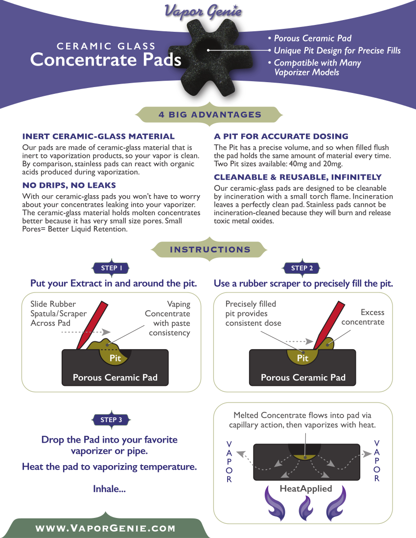 Vapor Genie Ceramic Concentrate Pad Pack